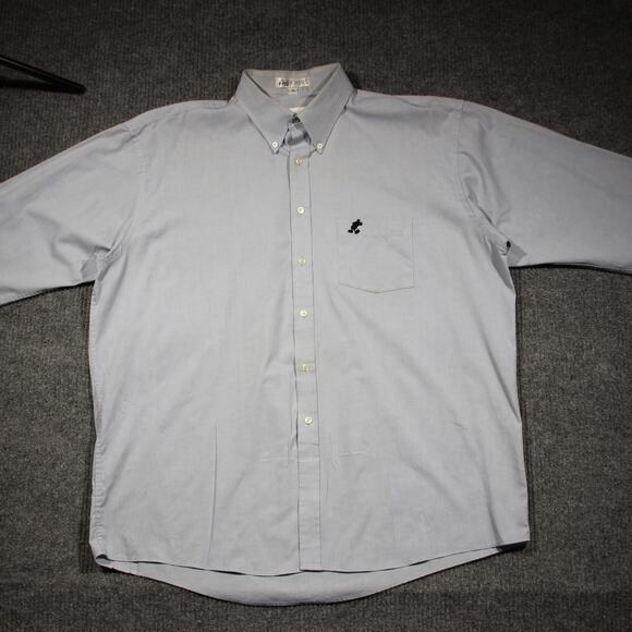 VTG Walt Disney World Button Up Shirt Mens XL Blue Mickey Mouse Pinpoint Oxford - Picture 4 of 8